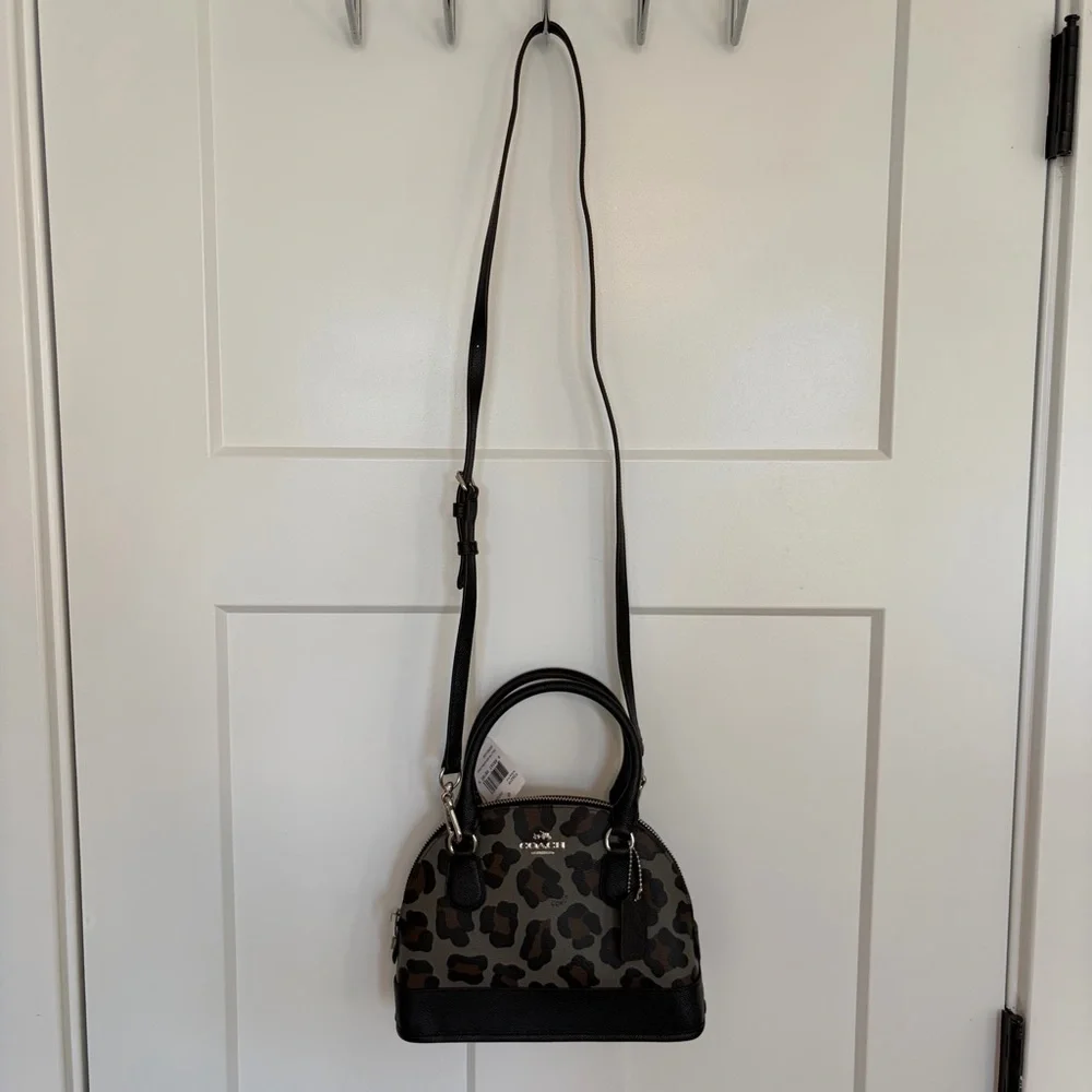 Coach NWT Mini Cora Ocelot Crossbody Dome PVC Satchel - Picture 7 of 11